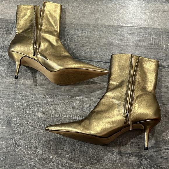 Zara Metallic Gold Ankle Bootie Women’s size 41 - Picture 7 of 10